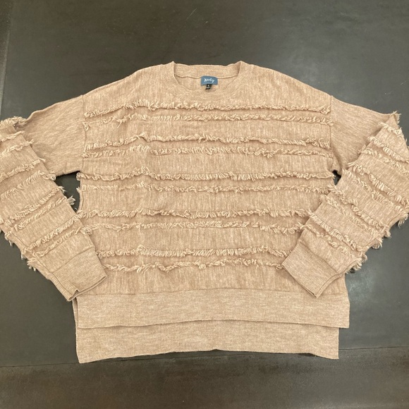 Anthropologie Beige Textured Fringe Sweater - Picture 1 of 6